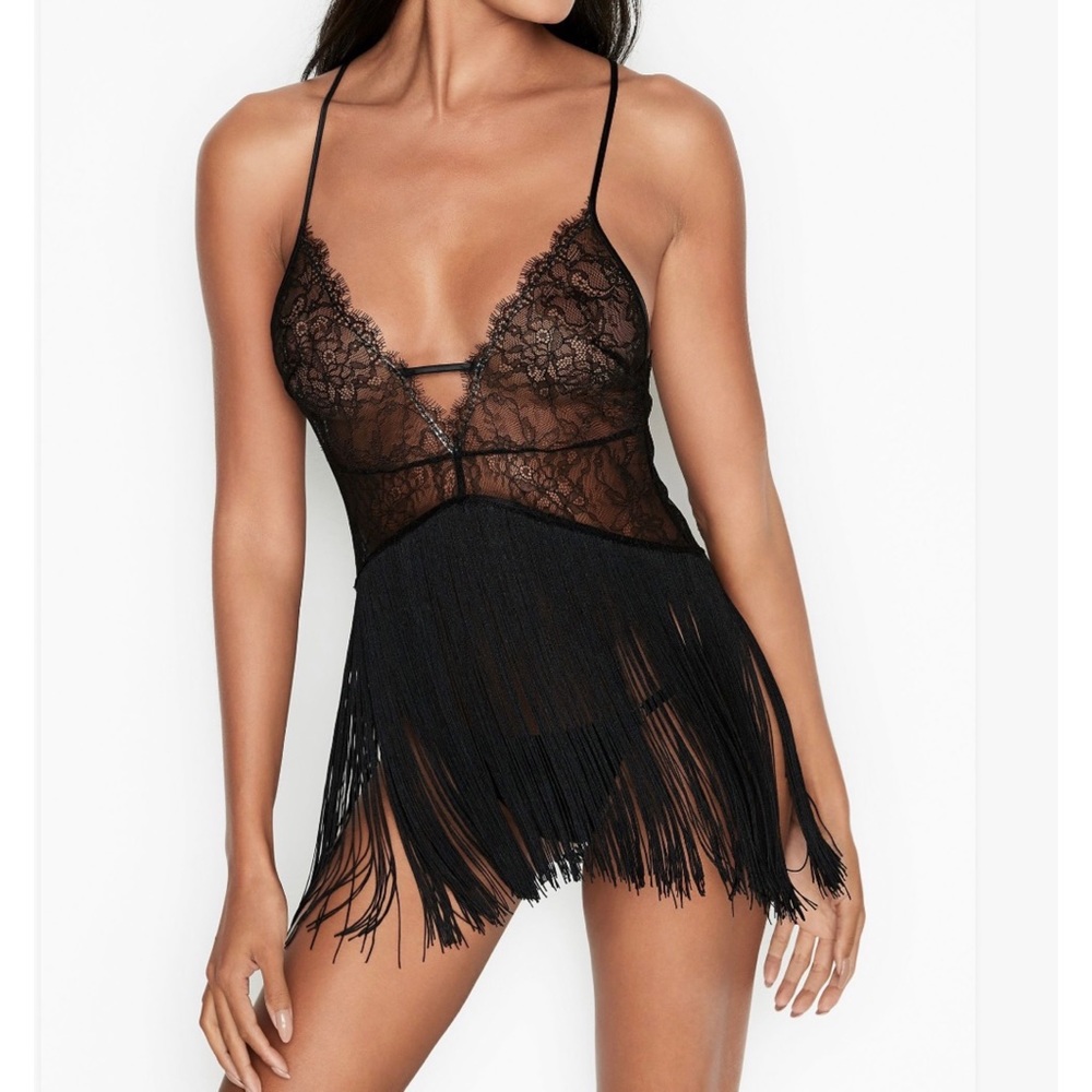 New W/Tags Victorias Secret lace fringe lingerie slip